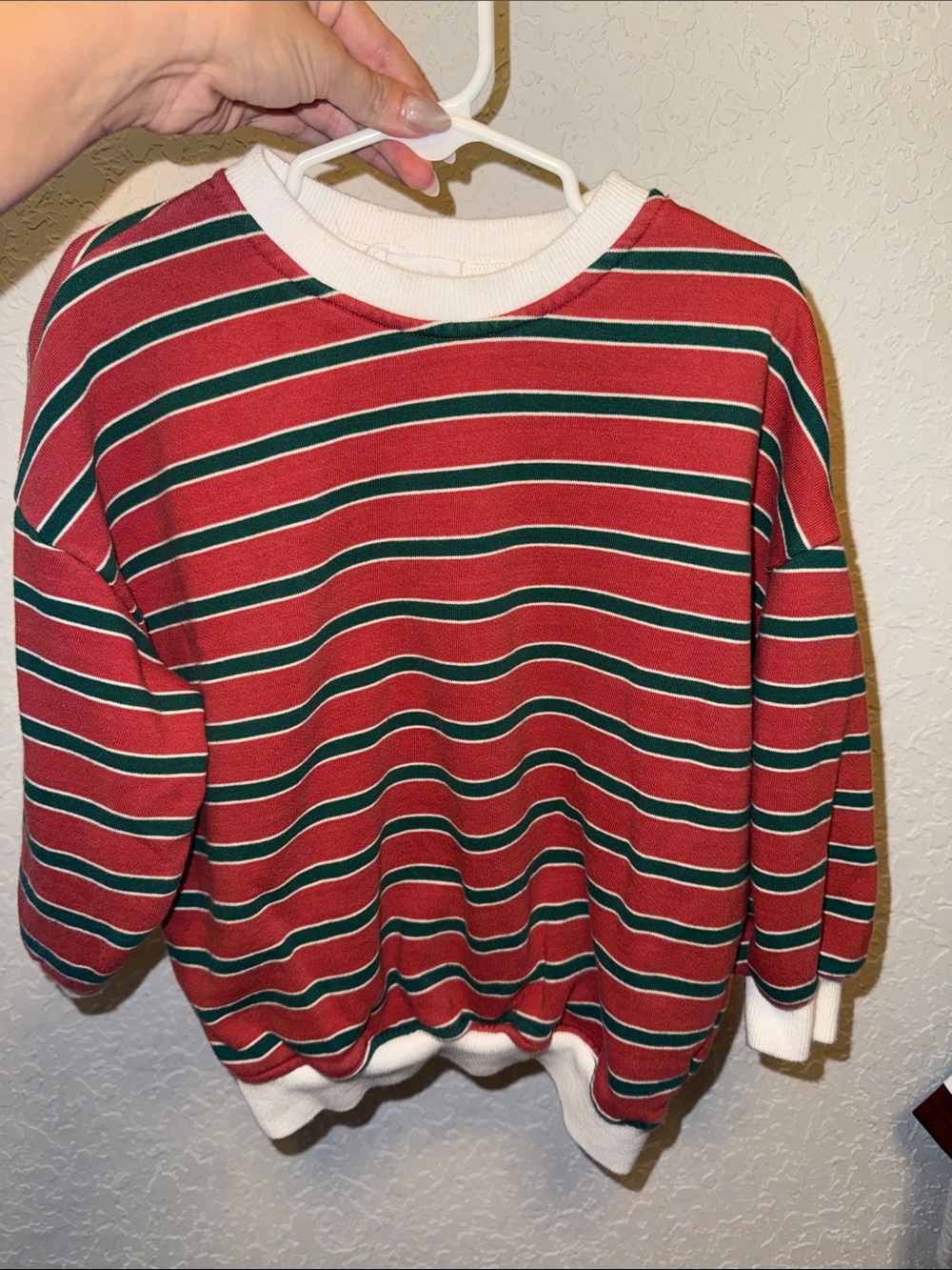 Striped Red and Green Crewneck Sweater - toddler